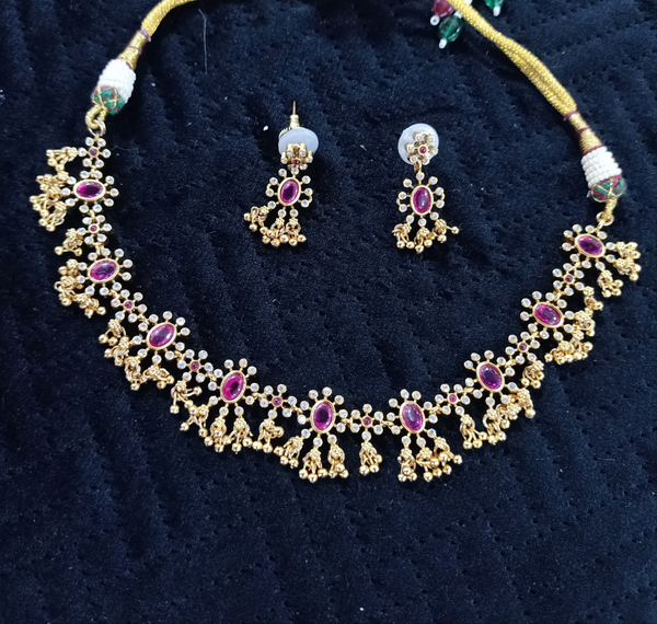 Polki & Semi precious kemp Antique Necklace
