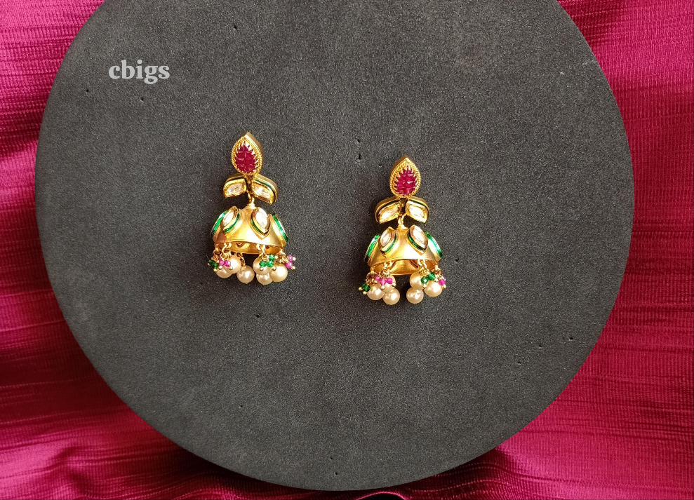 Kundan Ruby stone jhumka