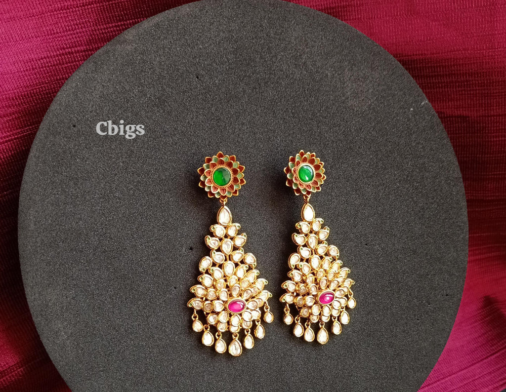 Kundan enamel earring