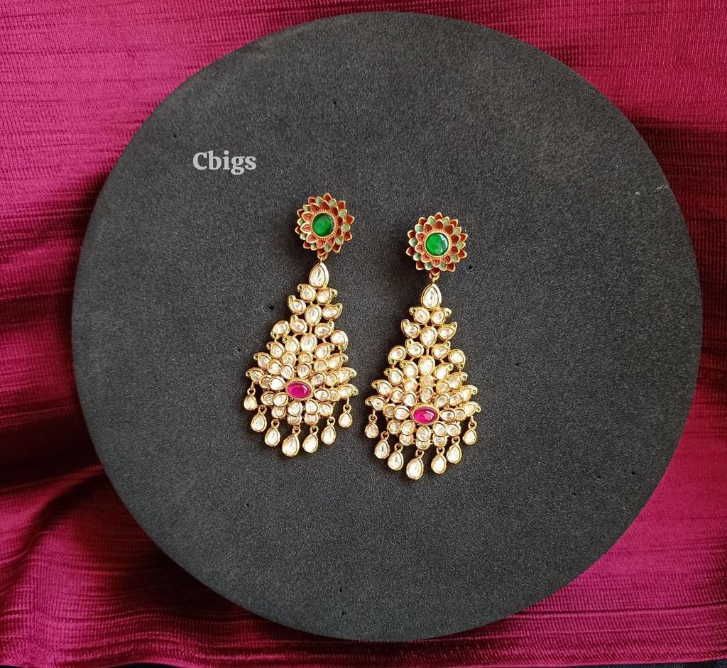 Kundan enamel earring