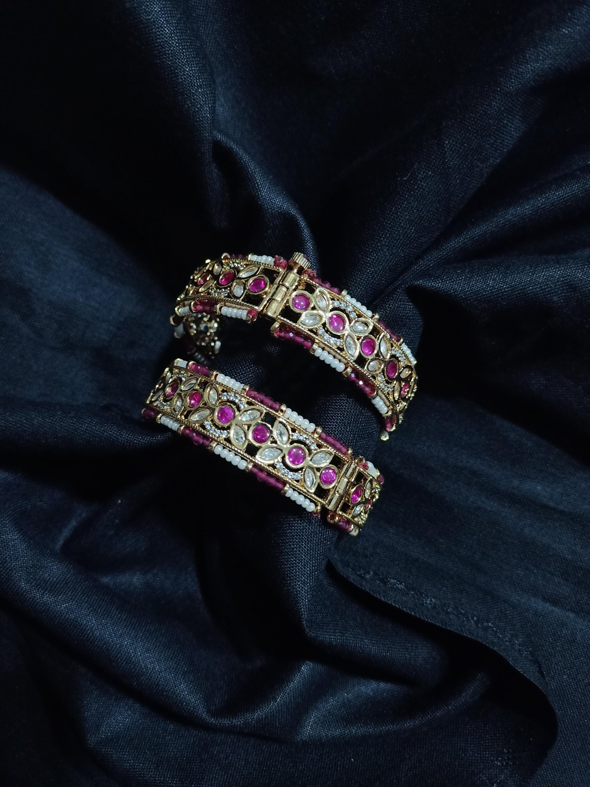 Polki floral Ruby stone Bangle