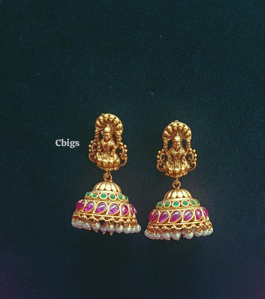 Temple jewellery lakshmi jhumka